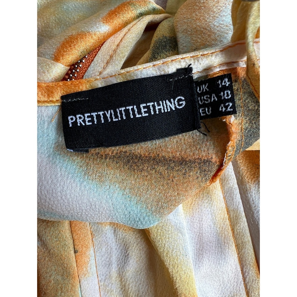 PrettyLittleThing Orange Tie Dye Structured Corset Top SZ 10 Summer Festival - Picture 6 of 7